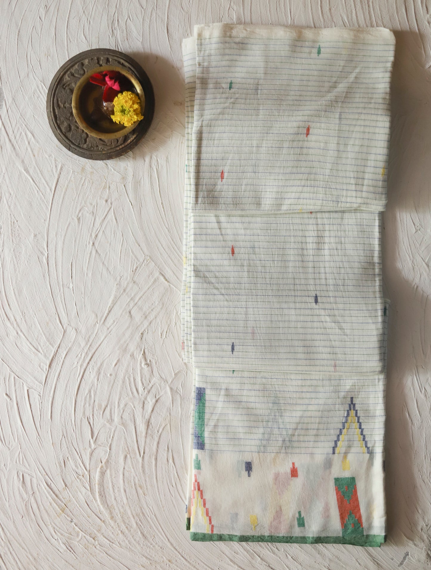 Bengal's Handwoven Cotton Fabric/ Yardage in Jamdani design