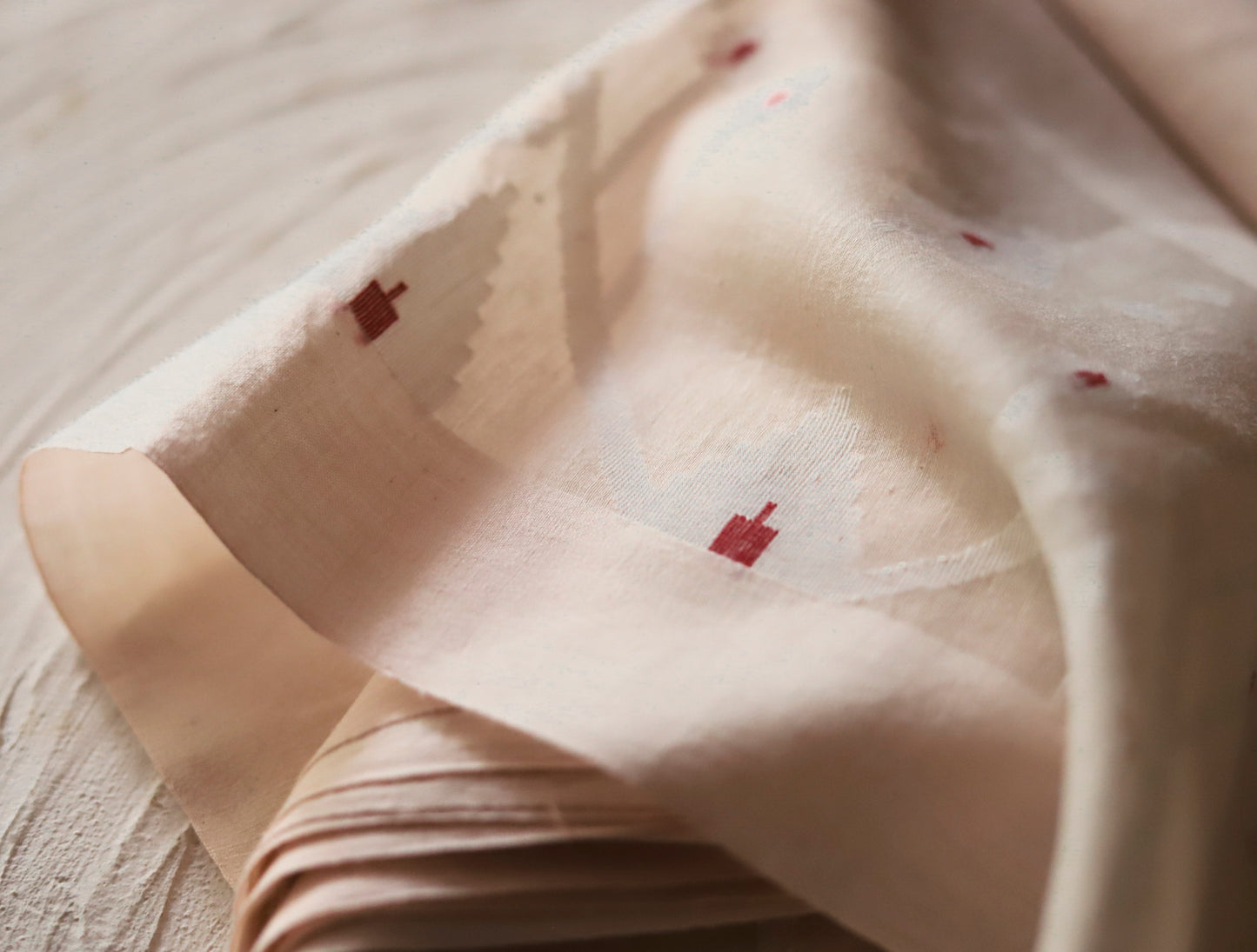 Bengal's Handwoven Cotton Fabric/ Yardage in Jamdani design