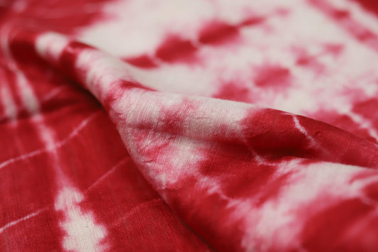 A handwoven Matka silk saree in red and white of West Bengal