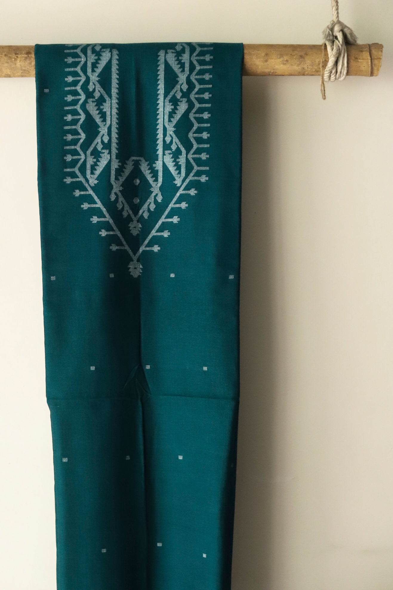 Handwoven Bengal Cotton Kurta/ Kurti Unstitched Fabric in Jamdani Weave