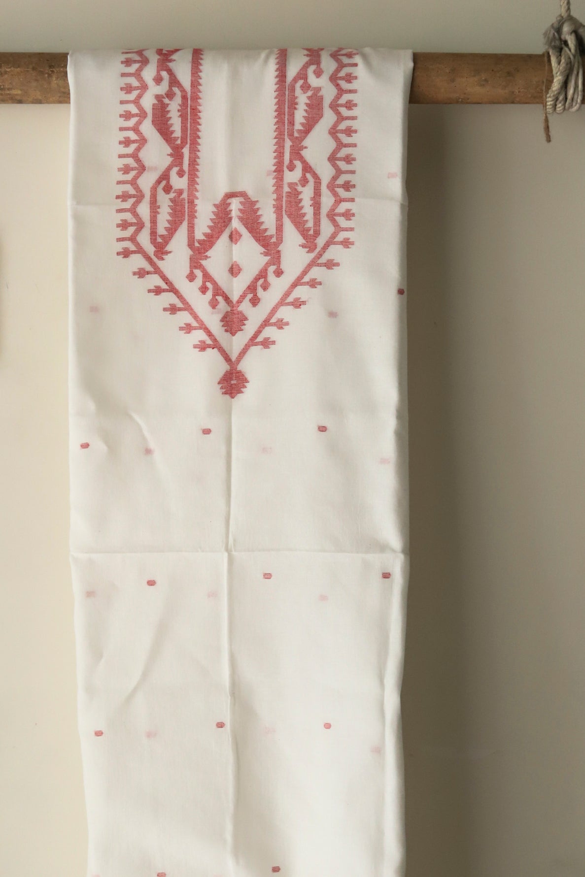 Handwoven Bengal Cotton Kurta/ Kurti Unstitched Fabric in Jamdani Weave