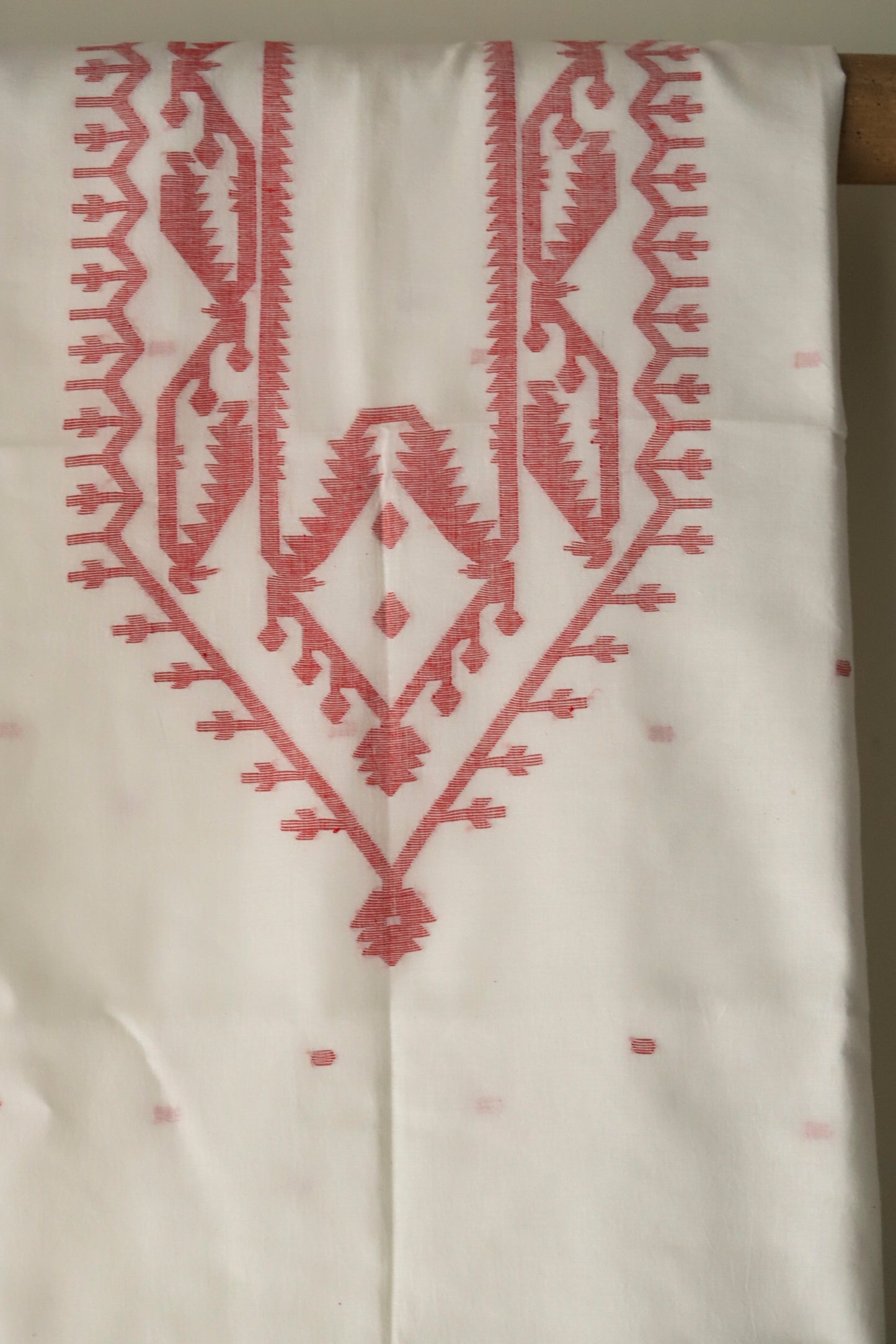 Handwoven Bengal Cotton Kurta/ Kurti Unstitched Fabric in Jamdani Weave