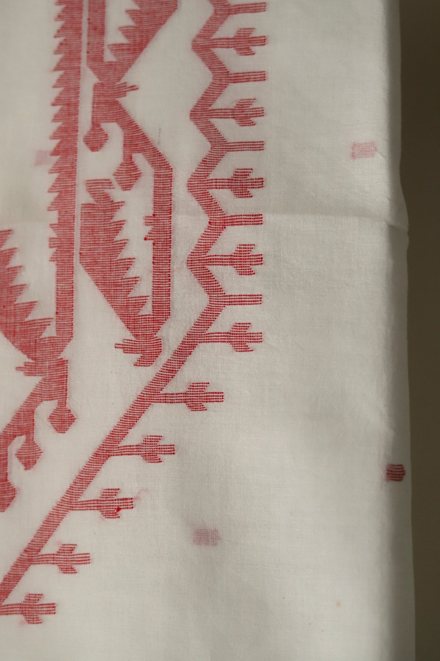 Handwoven Bengal Cotton Kurta/ Kurti Unstitched Fabric in Jamdani Weave