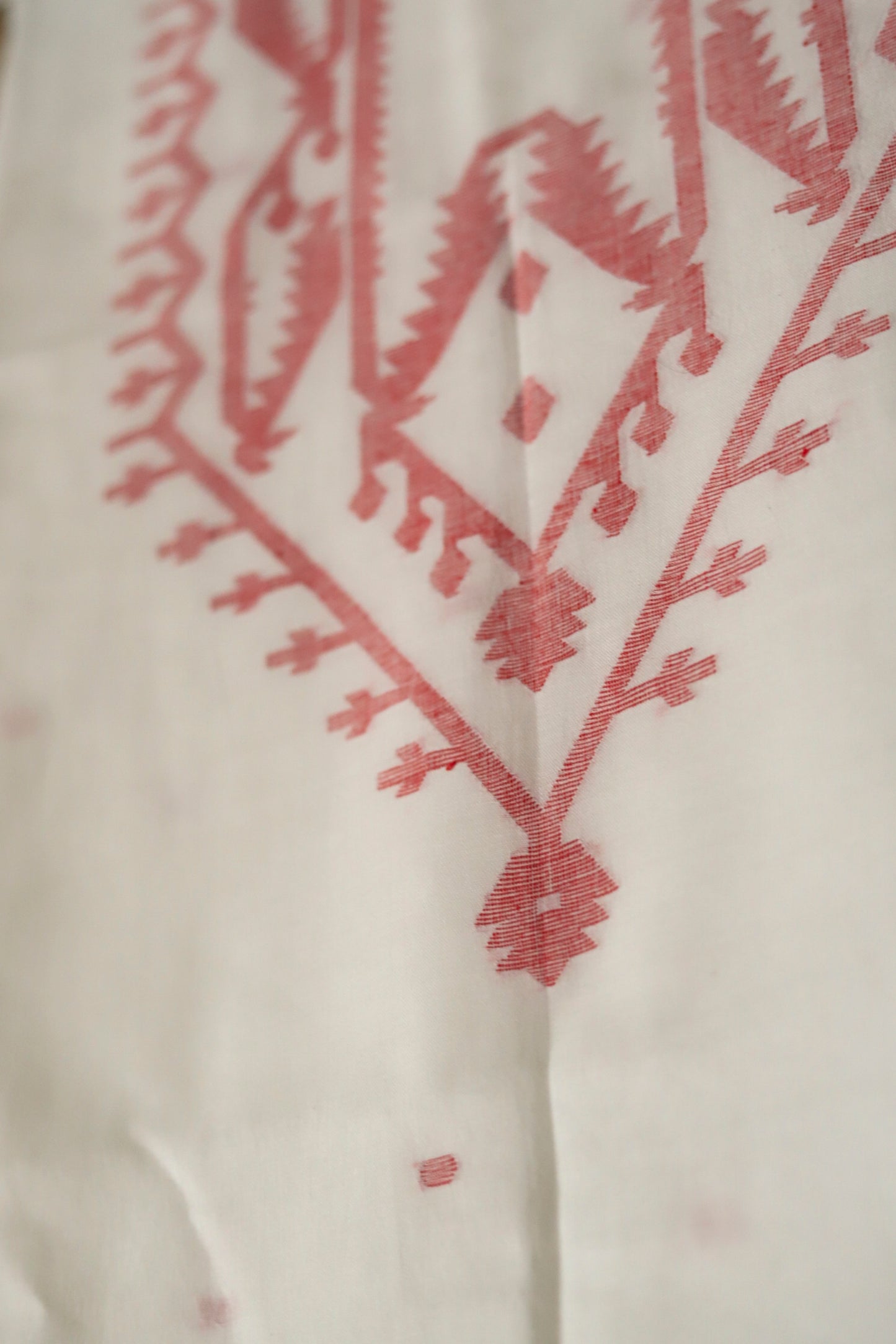 Handwoven Bengal Cotton Kurta/ Kurti Unstitched Fabric in Jamdani Weave