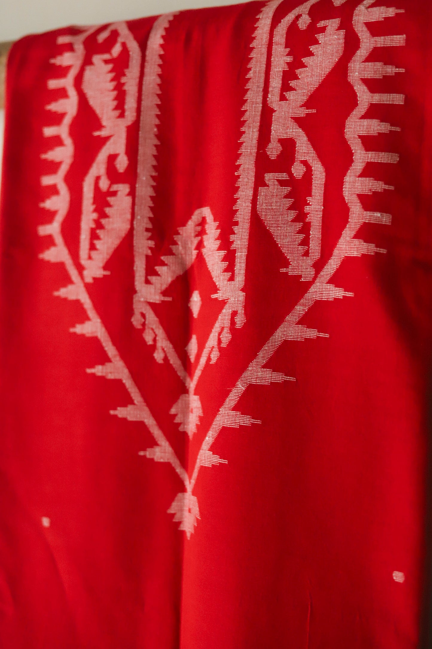 Handwoven Bengal Cotton Kurta/ Kurti Unstitched Fabric in Jamdani Weave
