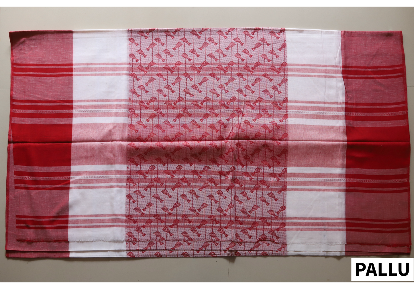 Handwoven Bengal White and Red Cotton Saree