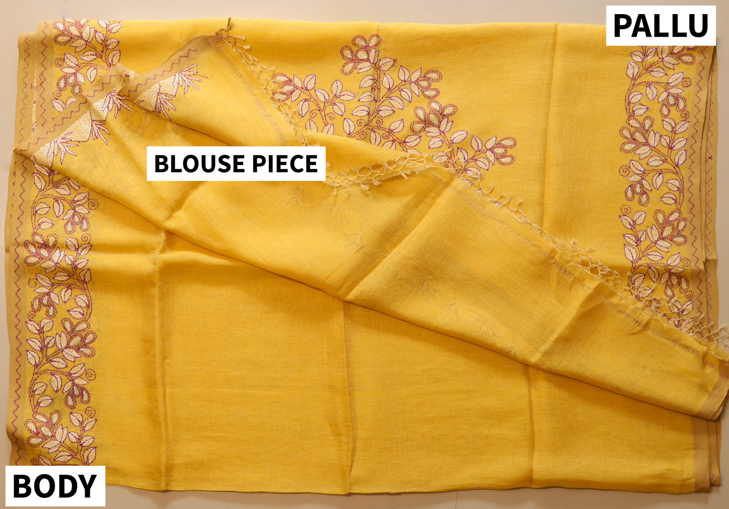 Handwoven Bengal Linen Saree