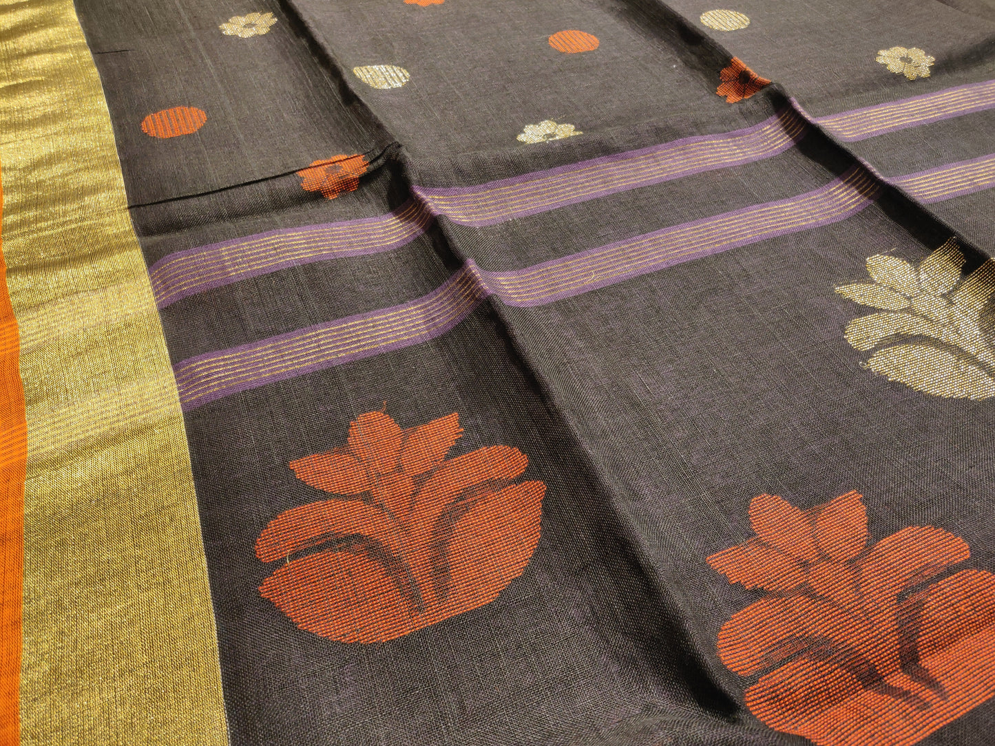 Handwoven Bengal Linen Saree
