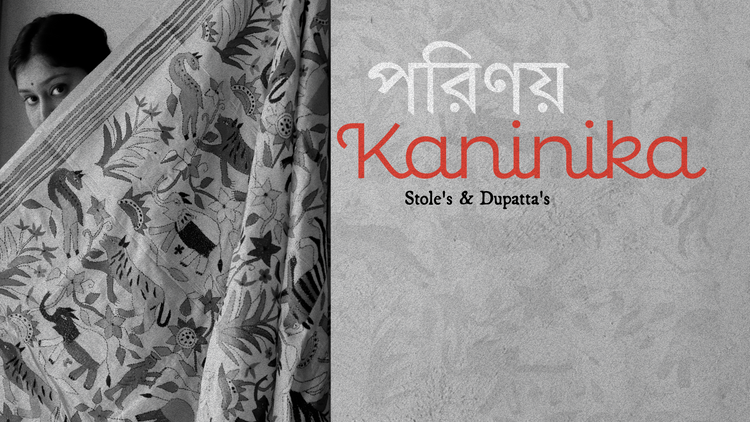 Hand Embroidery Kantha stole and dupatta on pure silk of West Bengal by Bongoniketan 