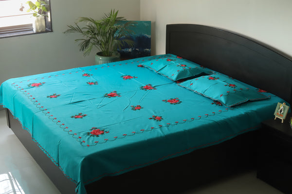 Bengal Hand Embroidered Cotton Bedsheet