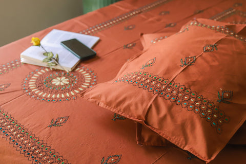 Bengal Hand Embroidered Cotton Bedsheet