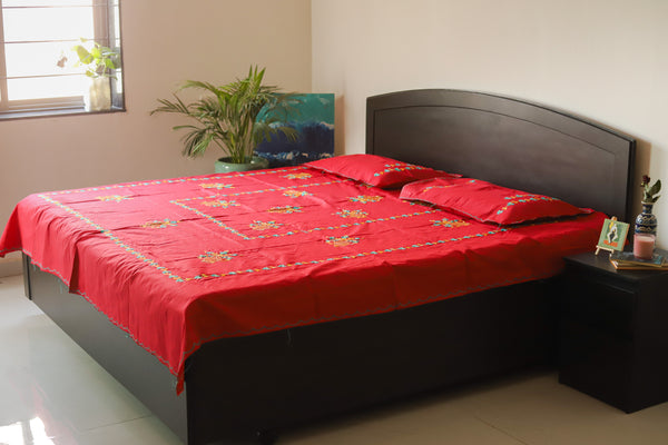 Bengal Hand Embroidered Cotton Bedsheet