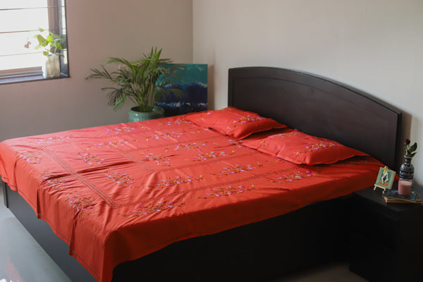 Bengal Hand Embroidered Cotton Bedsheet