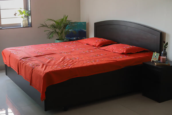 Bengal Hand Embroidered Cotton Bedsheet