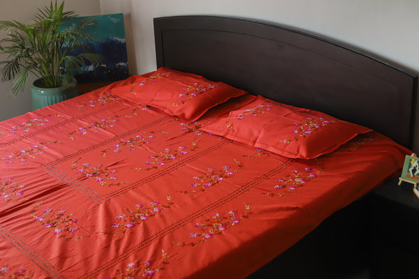 Bengal Hand Embroidered Cotton Bedsheet