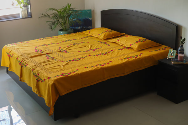 Bengal Hand Embroidered Cotton Bedsheet