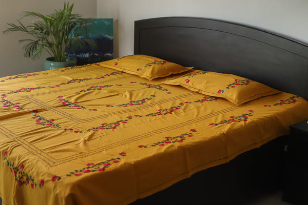 Bengal Hand Embroidered Cotton Bedsheet