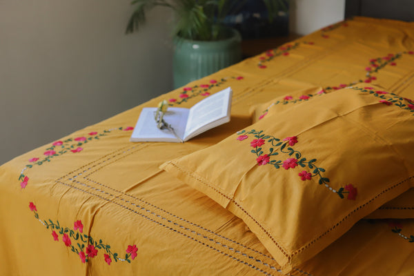 Bengal Hand Embroidered Cotton Bedsheet