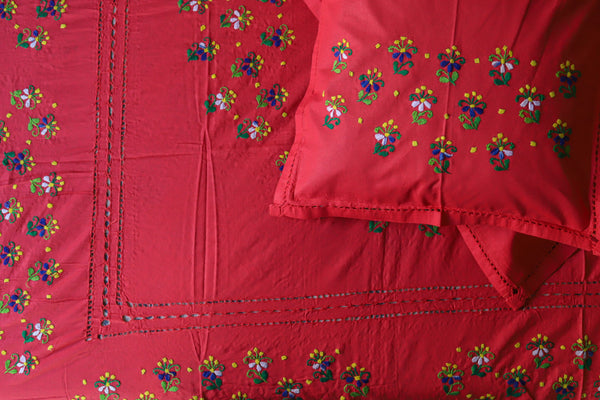 Bengal Hand Embroidered Cotton Bedsheet