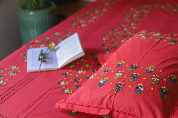 Bengal Hand Embroidered Cotton Bedsheet