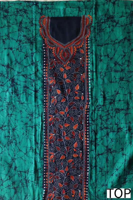 Bengal Kantha Hand Embroidery Cotton Kurti Suit Fabric Set