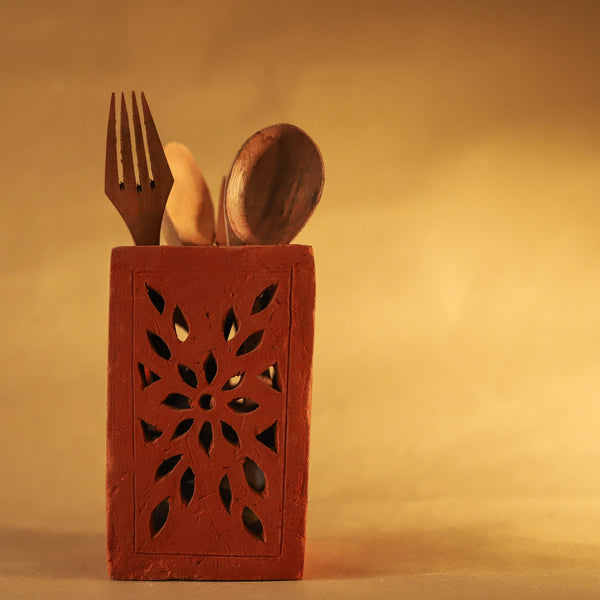 Bengal Terracotta Pen Holder/ Cutlery Stand Handicraft