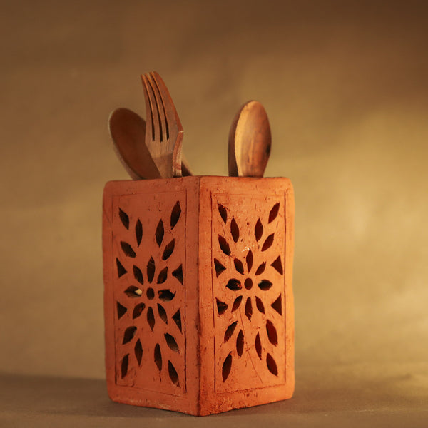 Bengal Terracotta Pen Holder/ Cutlery Stand Handicraft