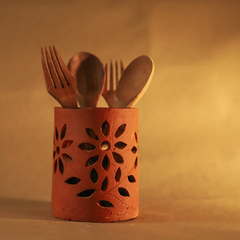 Bengal Terracotta Pen Holder/ Cutlery Stand Handicraft