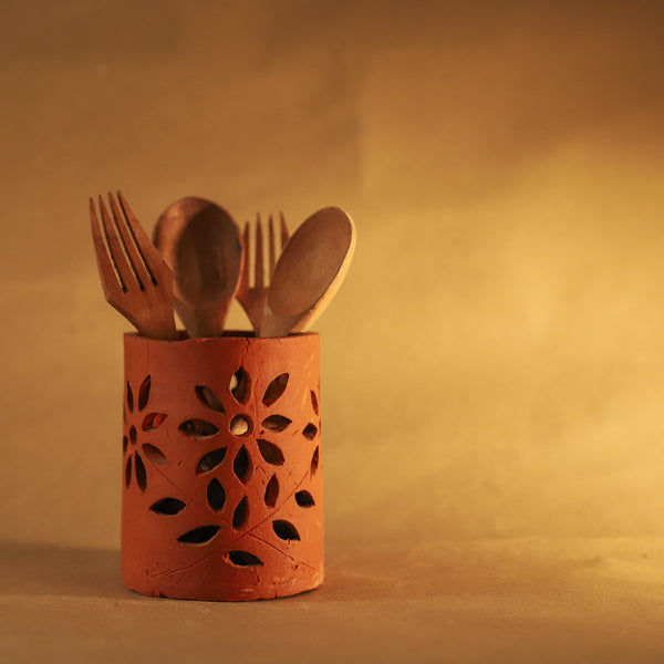 Bengal Terracotta Pen Holder/ Cutlery Stand Handicraft