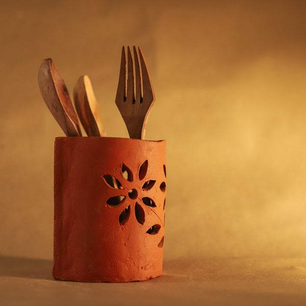 Bengal Terracotta Pen Holder/ Cutlery Stand Handicraft