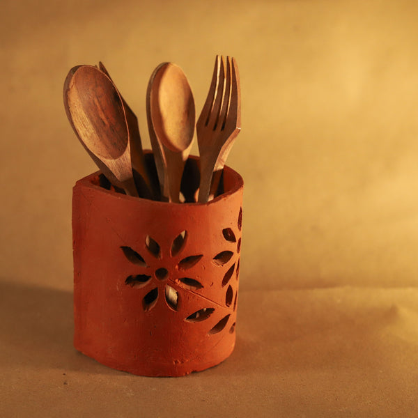 Bengal Terracotta Pen Holder/ Cutlery Stand Handicraft