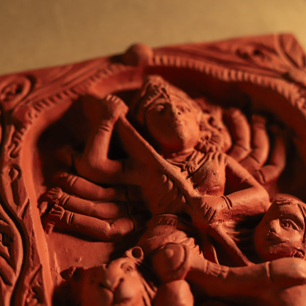 Bengal Terracotta Durga Maa Wall Hanging Tile Handicraft