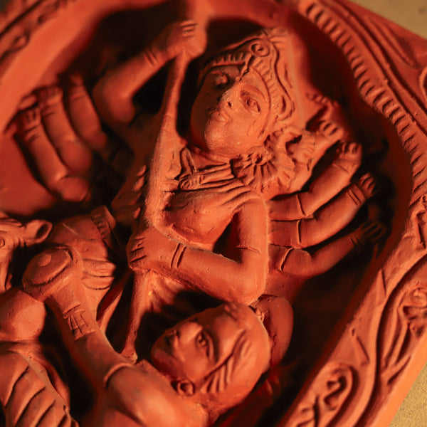 Bengal Terracotta Durga Maa Wall Hanging Tile Handicraft