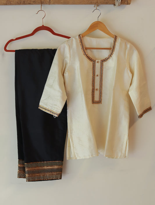 Bengal Hand Embroidered Silk Top Bottom