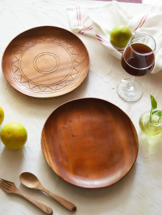 Bengal Handcrafted Wooden Plate Set of 2