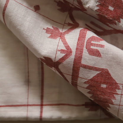 Bengal's Handwoven Cotton Fabric/ Yardage in Jamdani design