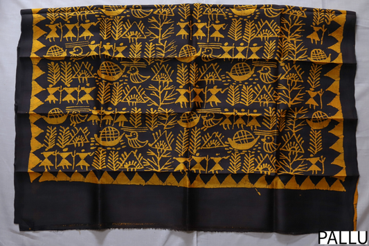 Handwoven Bengal Hand Batik Silk Saree