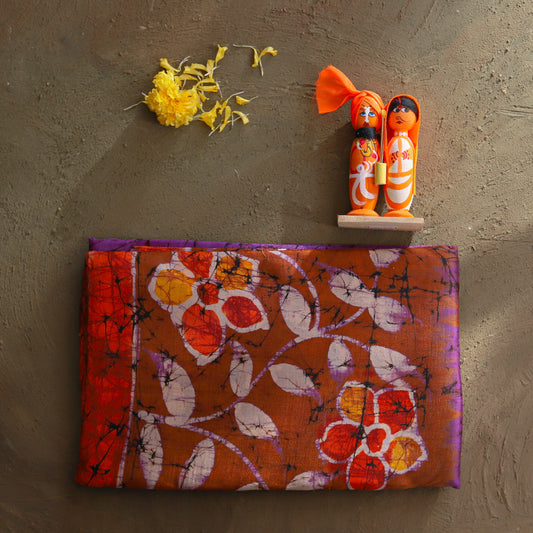Handwoven Bengal Hand Batik Silk Saree