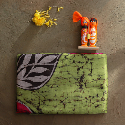 Handwoven Bengal Hand Batik Silk Saree