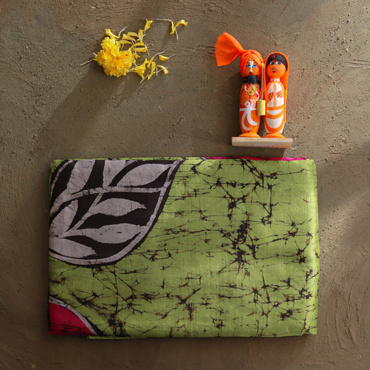 Handwoven Bengal Hand Batik Silk Saree