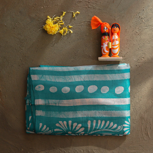 Handwoven Bengal Hand Batik Silk Saree