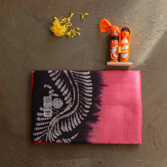 Handwoven Bengal Hand Batik Silk Saree
