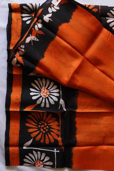Handwoven Bengal Hand Batik Silk Saree