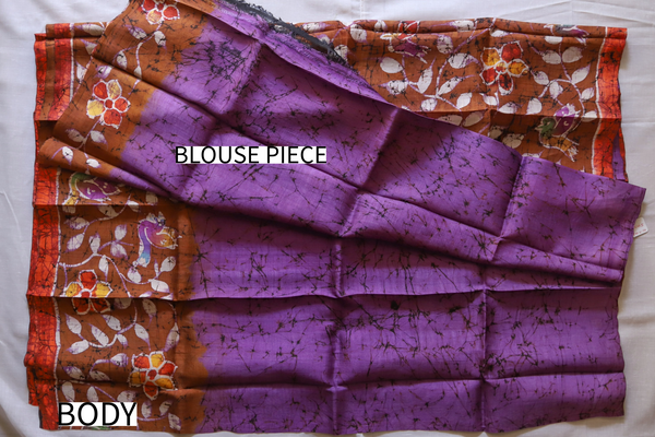 Handwoven Bengal Hand Batik Silk Saree