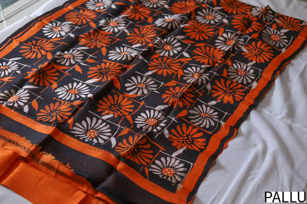 Handwoven Bengal Hand Batik Silk Saree