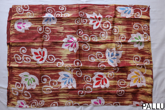 Handwoven Bengal Hand Batik Silk Saree