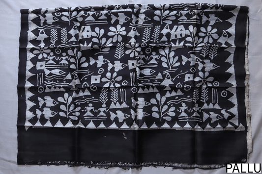 Handwoven Bengal Hand Batik Silk Saree