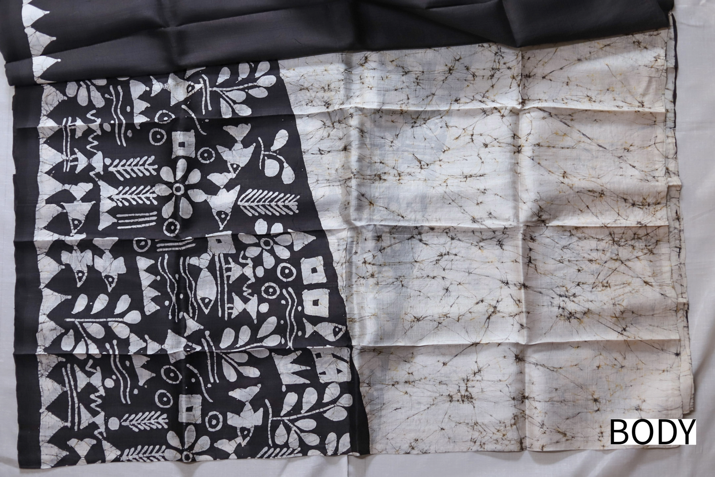 Handwoven Bengal Hand Batik Silk Saree