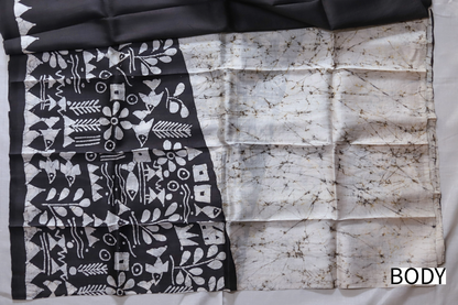 Handwoven Bengal Hand Batik Silk Saree