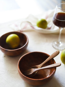 Bengal Handcrafted Wooden Bowl with Cutlery